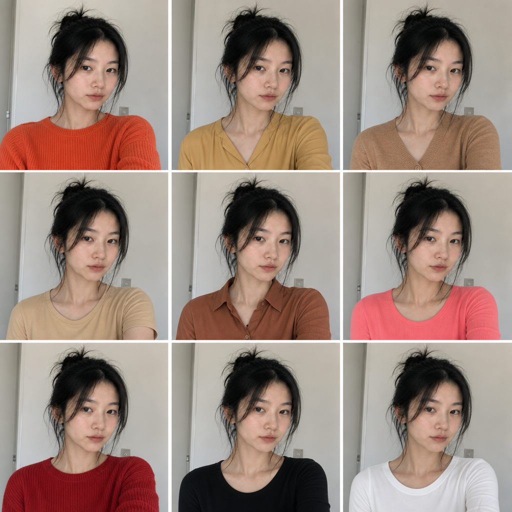 비추천 상의 컬러 비교 보드