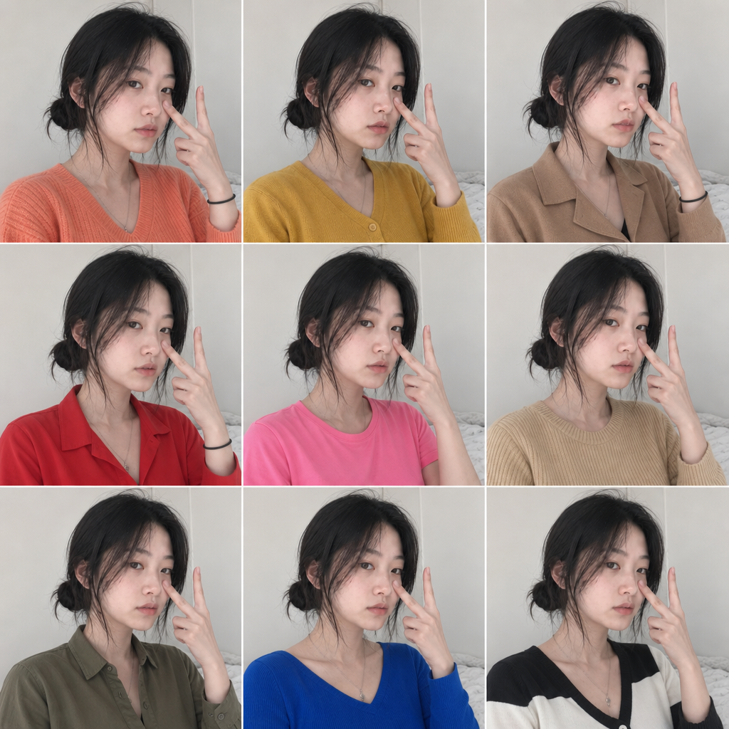 비추천 상의 컬러 비교 보드