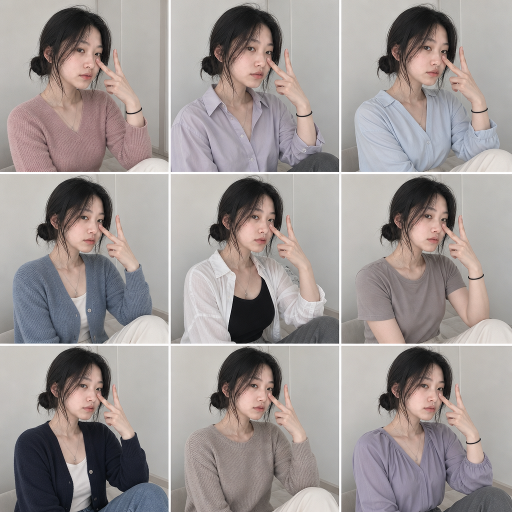 추천 상의 컬러 데일리룩 비교 보드