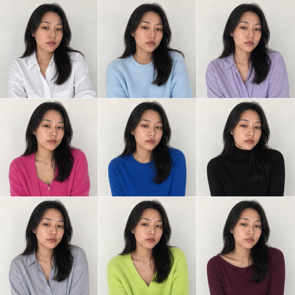 비추천 상의 컬러 비교 보드