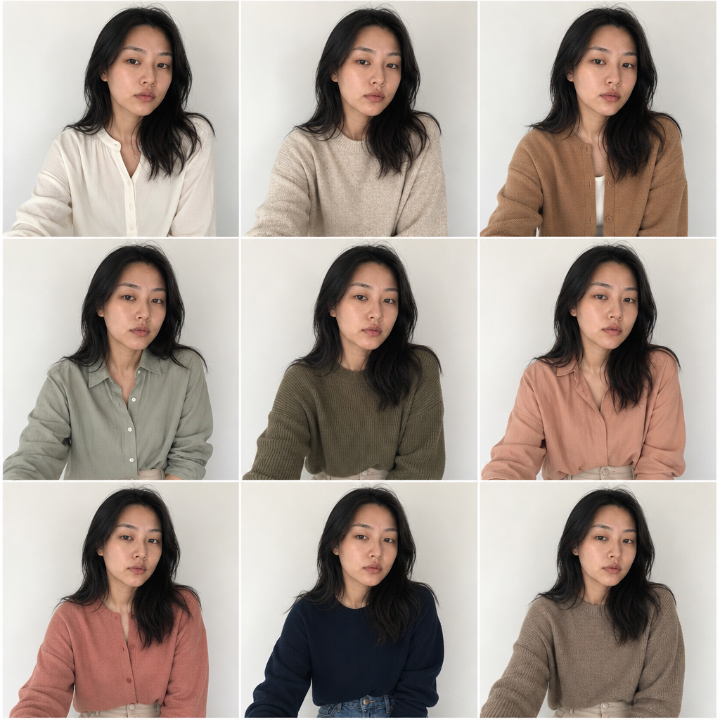 추천 상의 컬러 데일리룩 비교 보드