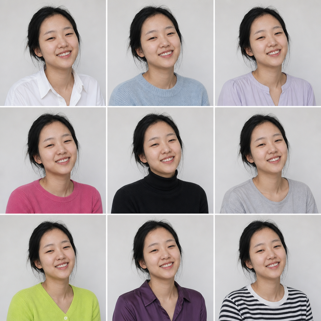 비추천 상의 컬러 비교 보드