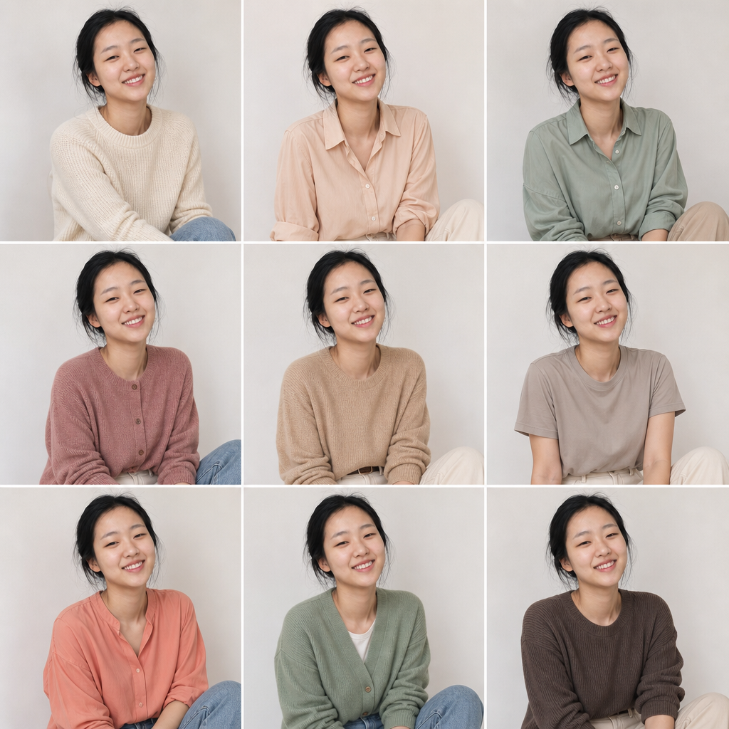 추천 상의 컬러 데일리룩 비교 보드